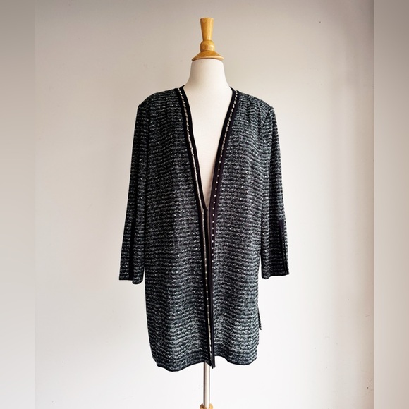 NWT MISOOK Textured Knit Open-Front CardiganStud TrimSize XL